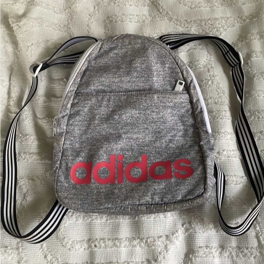 Adidas Gray and Pink Small Backpack